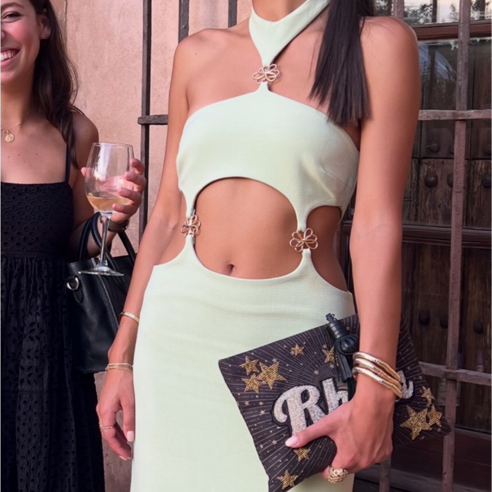 Cult Gaia Olivia Gown in Jade - Halter Cutout Midi Dress - Picture 4 of 5